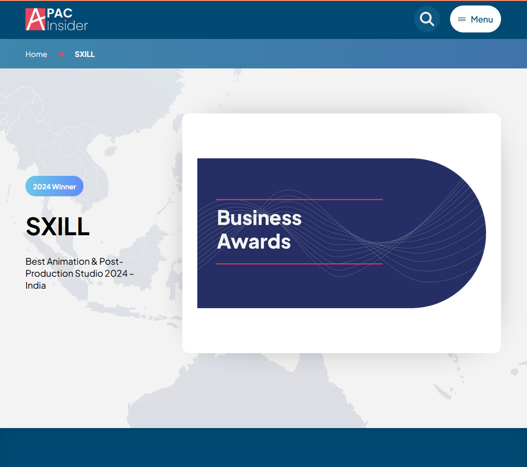 SXILL Wins Prestigious UK Award: Best Animation and Post-Production Studio 2024
